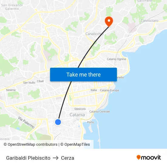 Garibaldi Plebiscito to Cerza map