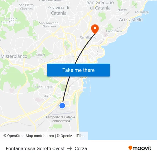 Fontanarossa Goretti Ovest to Cerza map