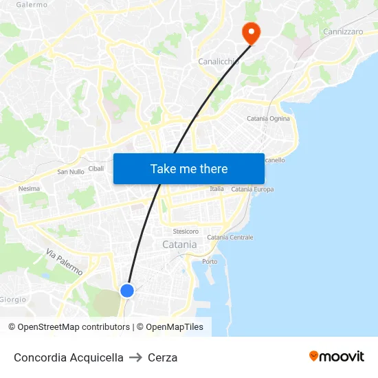 Concordia Acquicella to Cerza map