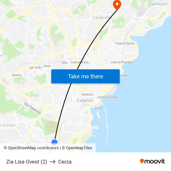 Zia Lisa Ovest (2) to Cerza map