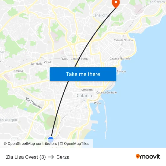 Zia Lisa Ovest (3) to Cerza map