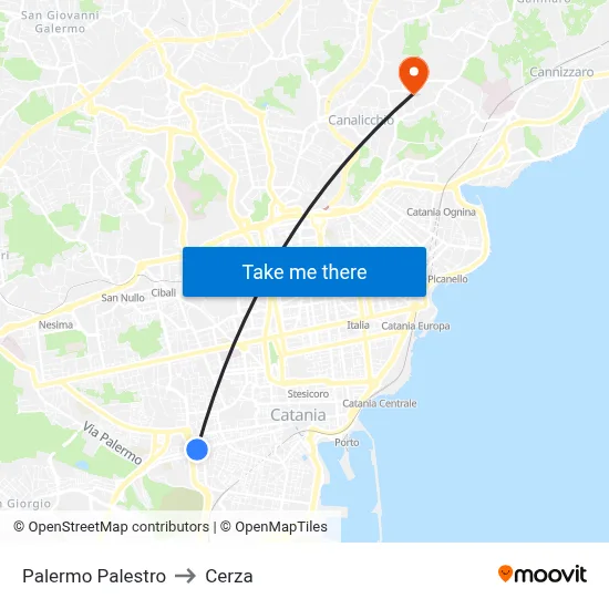 Palermo Palestro to Cerza map