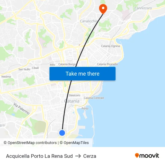 Acquicella Port La Rena South to Cerza map