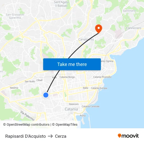 Rapisardi D'Acquisto to Cerza map