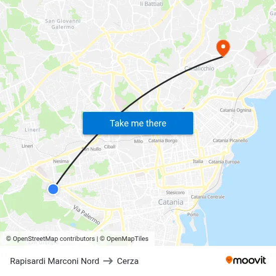 Rapisardi Marconi Nord to Cerza map