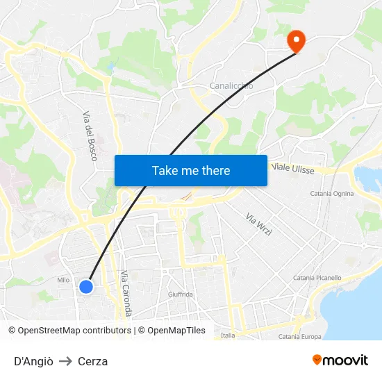 D'Angiò to Cerza map