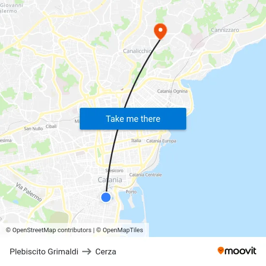 Plebiscito Grimaldi to Cerza map