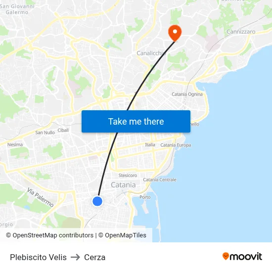 Plebiscito Velis to Cerza map