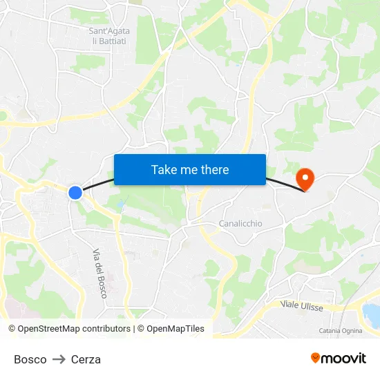 Bosco to Cerza map
