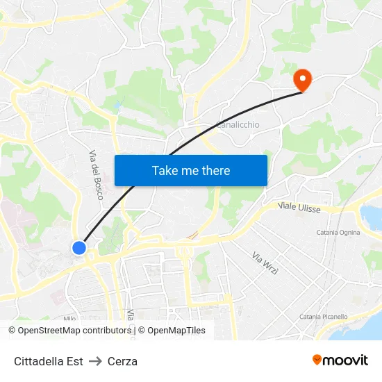 Cittadella Est to Cerza map