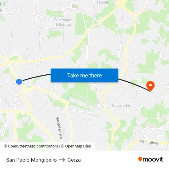 San Paolo Mongibello to Cerza map