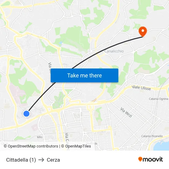 Cittadella (1) to Cerza map