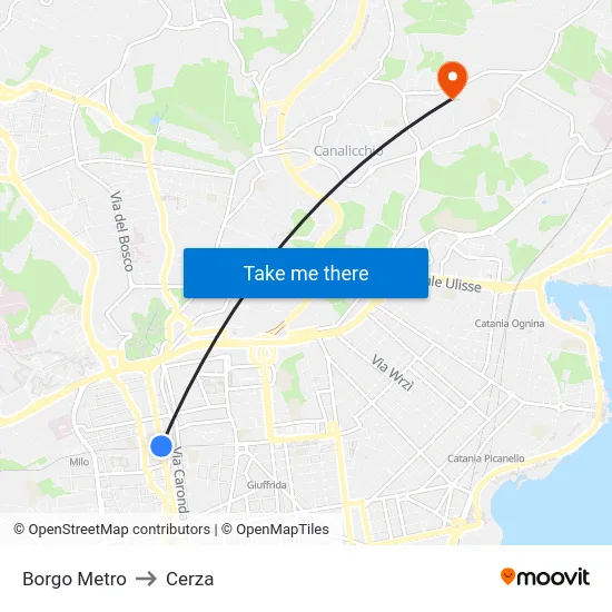Borgo Metro to Cerza map