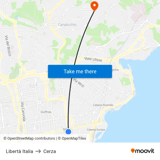 Libertà Italia to Cerza map