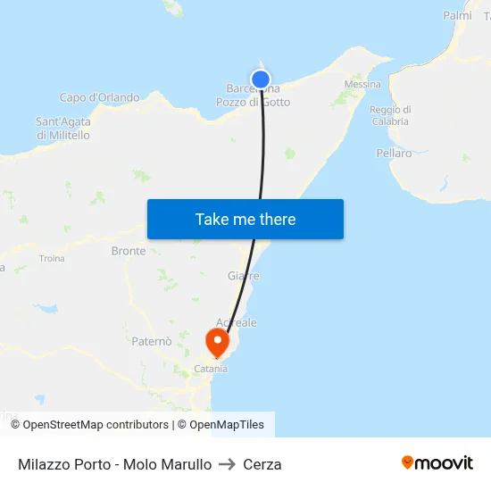 Milazzo Porto - Molo Marullo to Cerza map