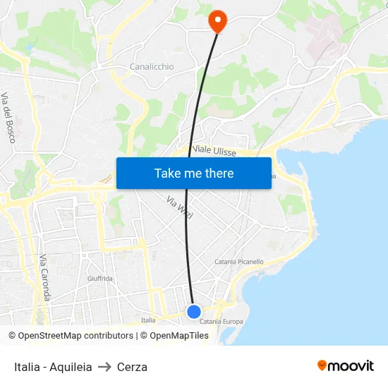 Italia - Aquileia to Cerza map