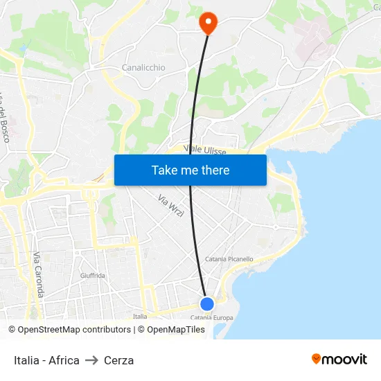 Italia - Africa to Cerza map