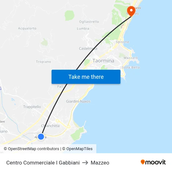 I Gabbiani Shopping Center to Mazzeo map