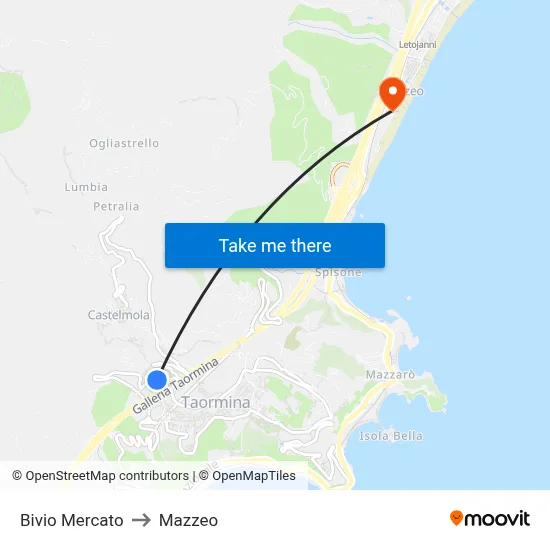 Bivio Mercato to Mazzeo map