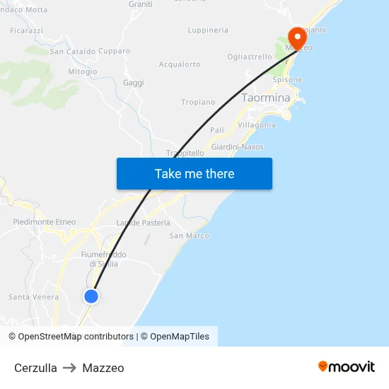 Cerzulla to Mazzeo map