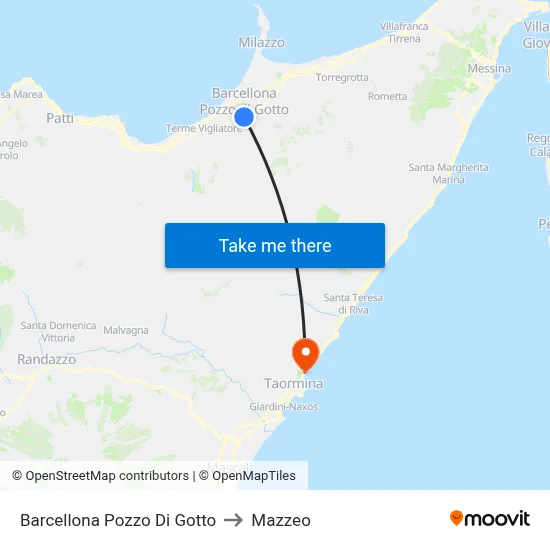 Barcellona Pozzo Di Gotto to Mazzeo map