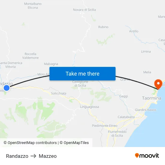 Randazzo to Mazzeo map