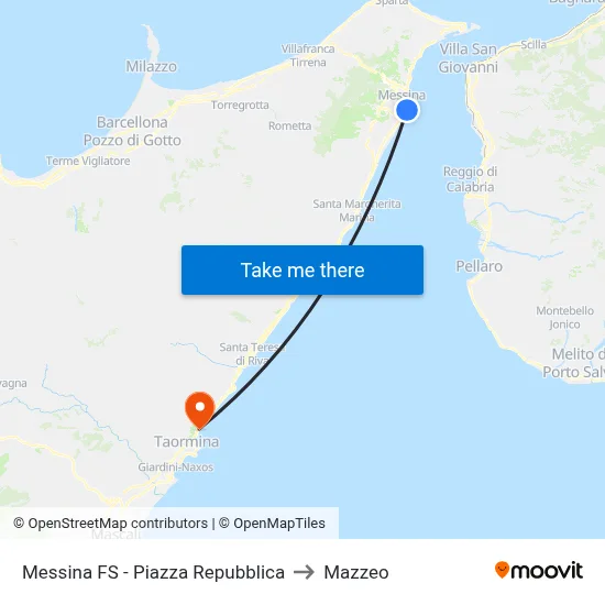 Messina FS - Piazza Repubblica to Mazzeo map