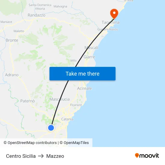 Centro Sicilia to Mazzeo map