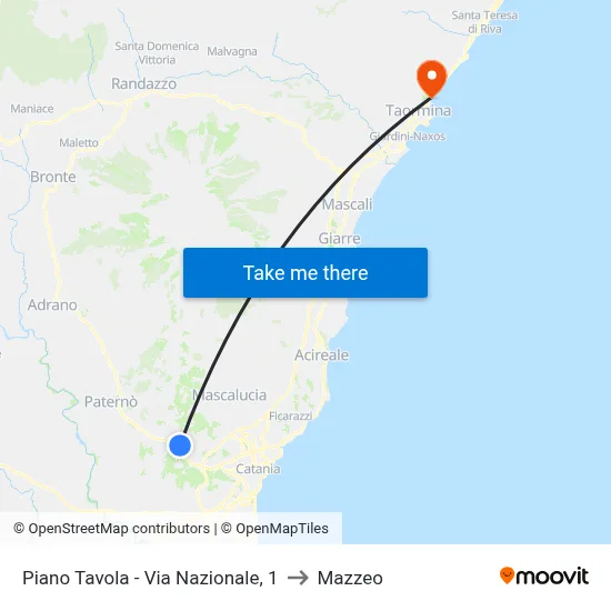 Piano Tavola - Via Nazionale, 1 to Mazzeo map