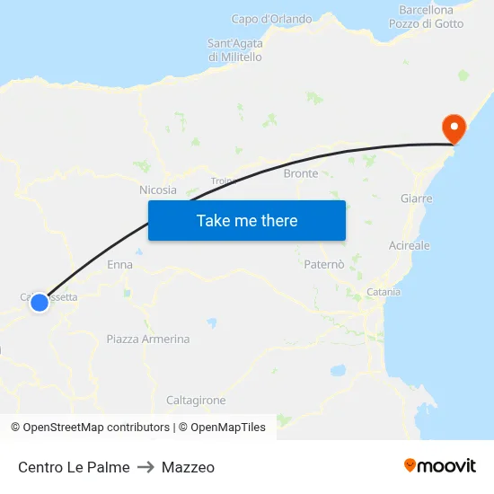 Le Palme Center to Mazzeo map