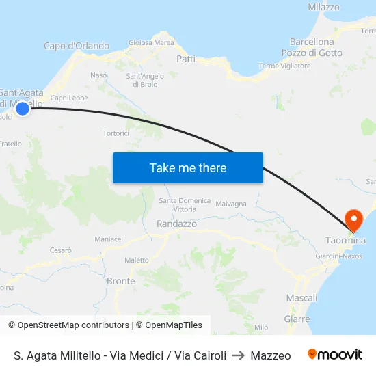 S. Agata Militello - Via Medici / Via Cairoli to Mazzeo map