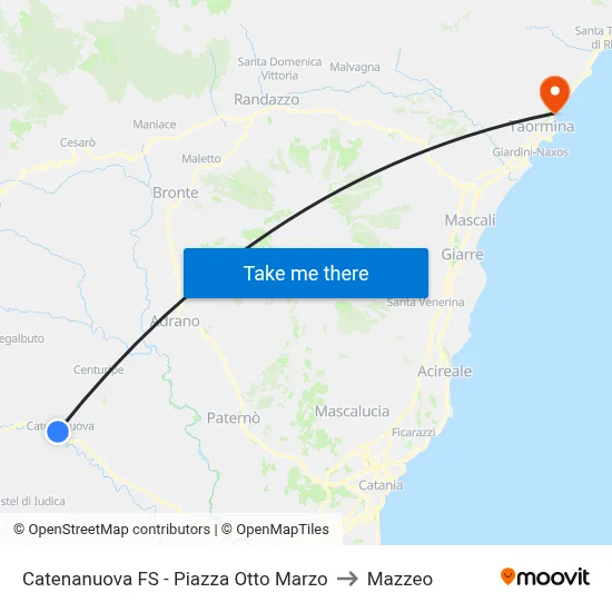 Catenanuova FS - Piazza Otto Marzo to Mazzeo map