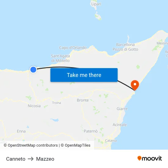 Canneto to Mazzeo map