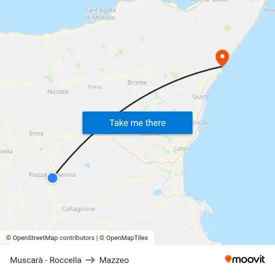 Muscara - Roccella to Mazzeo map