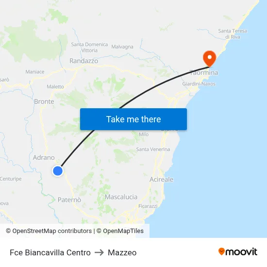 Fce Biancavilla Centro to Mazzeo map