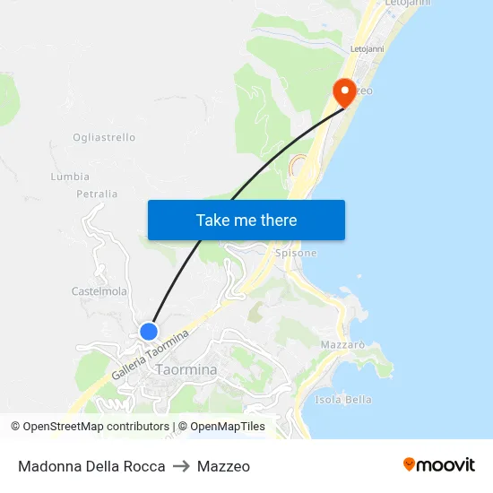 Madonna Della Rocca to Mazzeo map