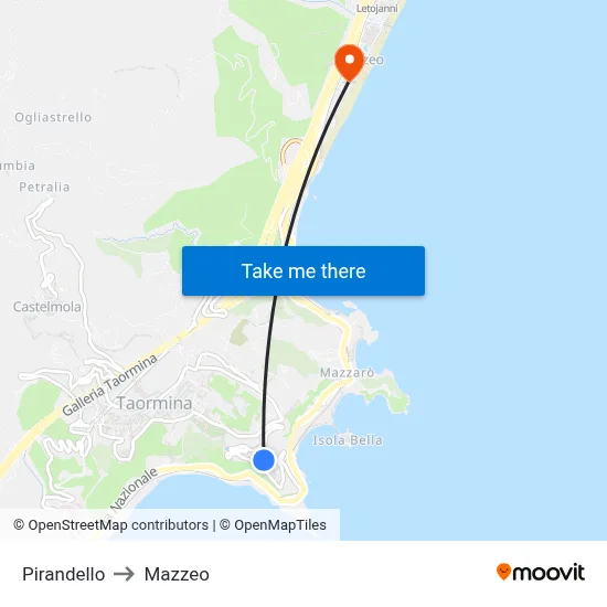 Pirandello to Mazzeo map