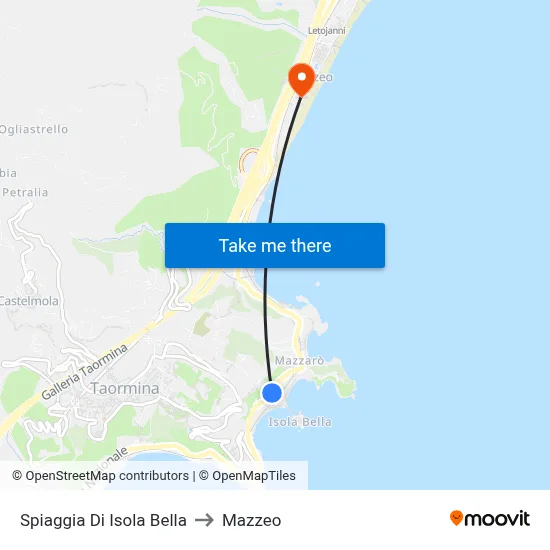 Spiaggia Di Isola Bella to Mazzeo map