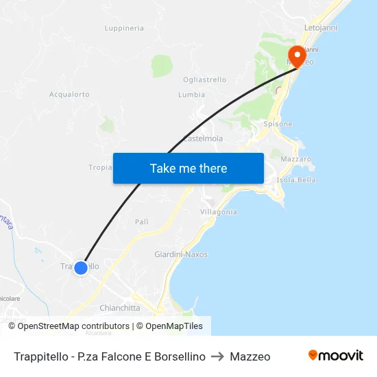 Trappitello - P.za Falcone E Borsellino to Mazzeo map