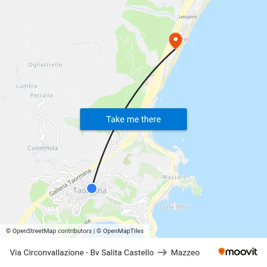 Via Circonvallazione - Bv Salita Castello to Mazzeo map