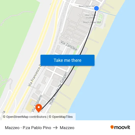 Mazzeo - Pablo Pino Square to Mazzeo map