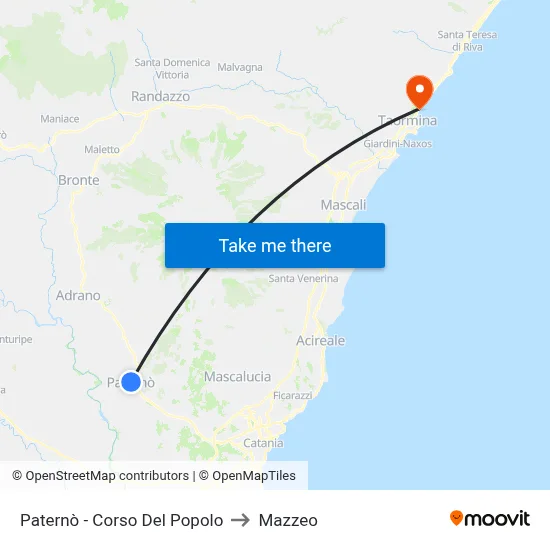 Paternò - Corso Del Popolo to Mazzeo map