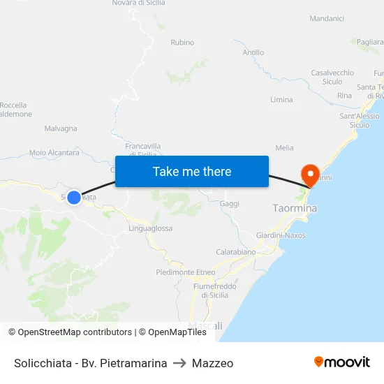 Solicchiata - Bv. Pietramarina to Mazzeo map
