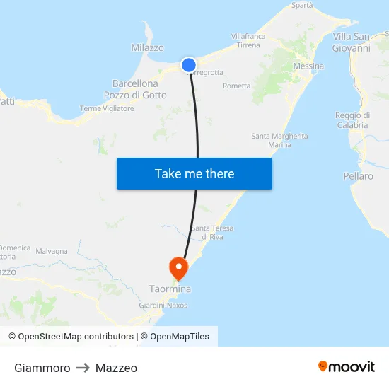 Giammoro to Mazzeo map
