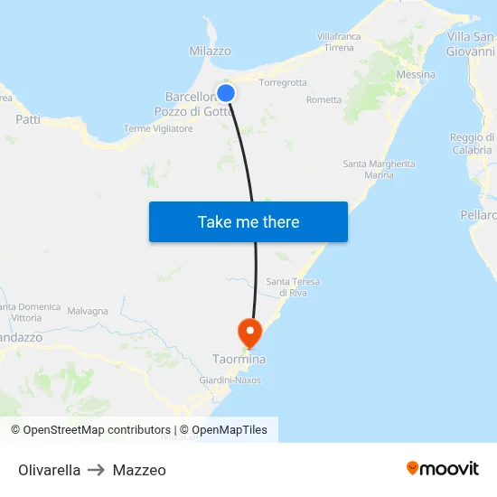 Olivarella to Mazzeo map
