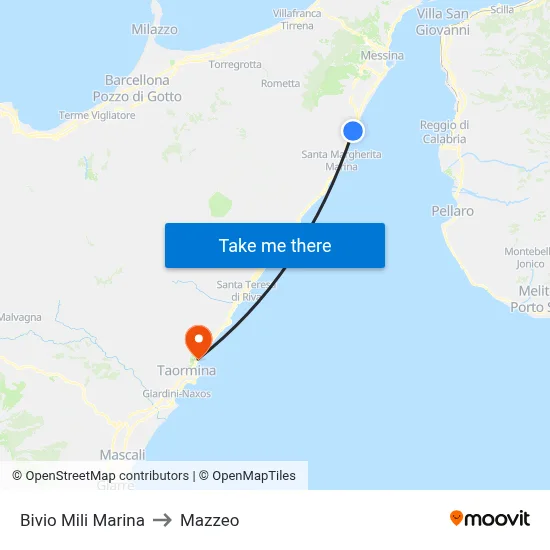 Bivio Mili Marina to Mazzeo map