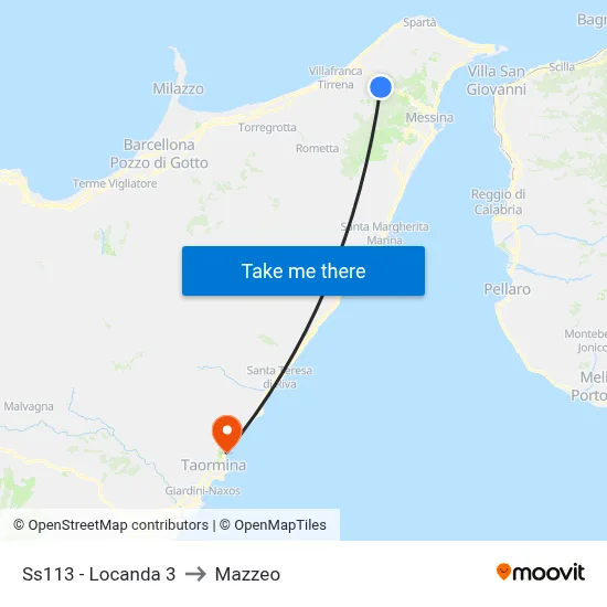 SS113 - Locanda 3 to Mazzeo map