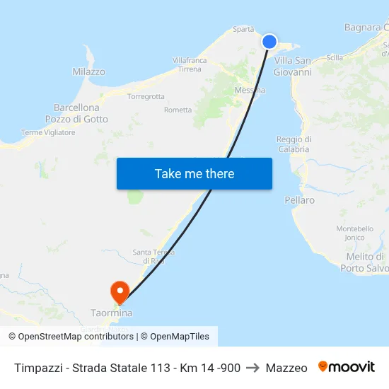 Timpazzi - Strada Statale 113 - Km 14 -900 to Mazzeo map