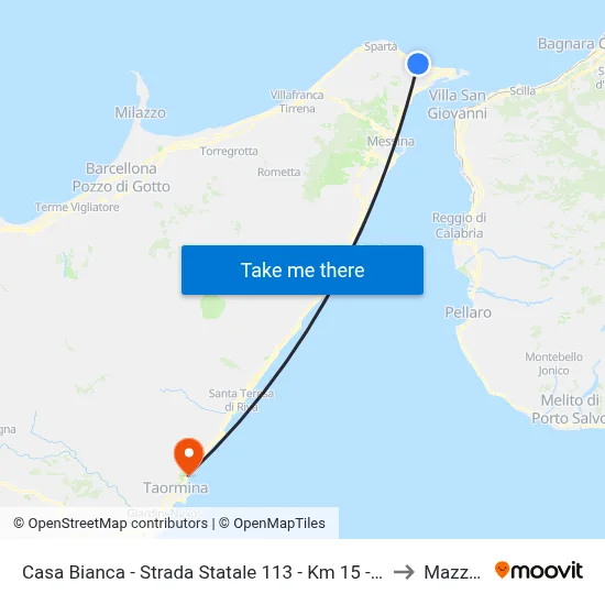 Casa Bianca - Strada Statale 113 - Km 15 -150 to Mazzeo map