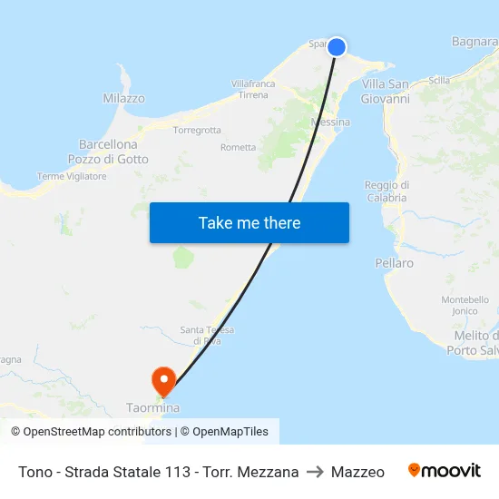 Tono - Strada Statale 113 - Torr. Mezzana to Mazzeo map
